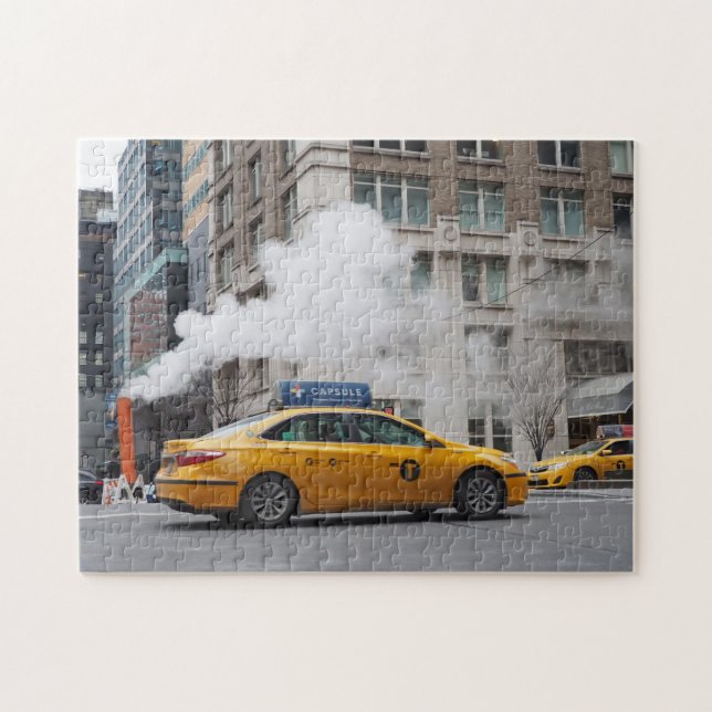 Steamy Day New York City NYC Yellow Taxi Cab Jigsaw Puzzle (Horizontal)