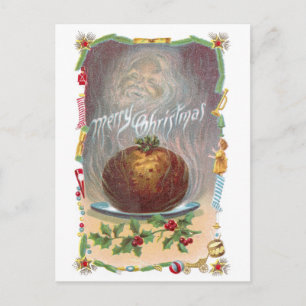Steamy Plum Pudding Vintage Christmas Holiday Postcard