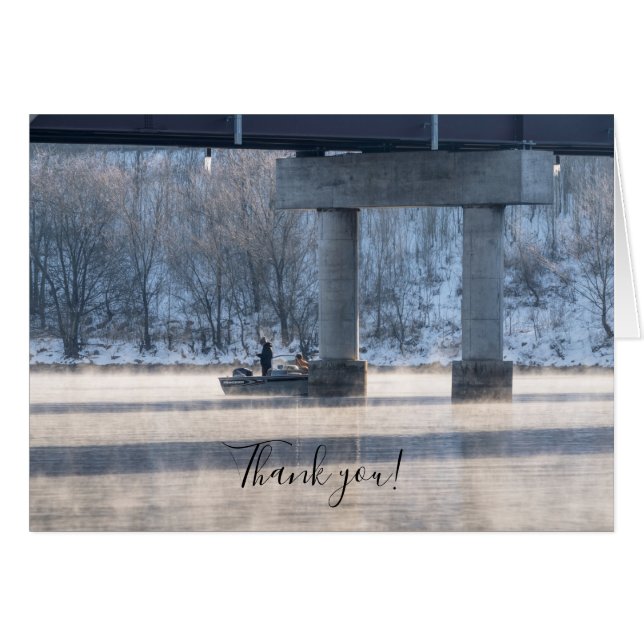 Steamy Winter Fishing Lake Taneycomo Merci Carte U (Devant Horizontal)