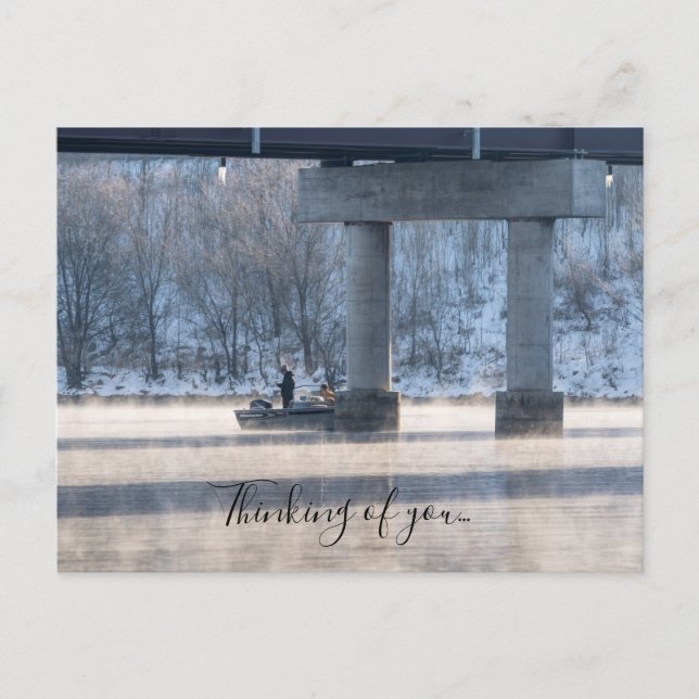 Steamy Winter Fishing Lake Taneycomo Thinking Of U Postcard (Front)