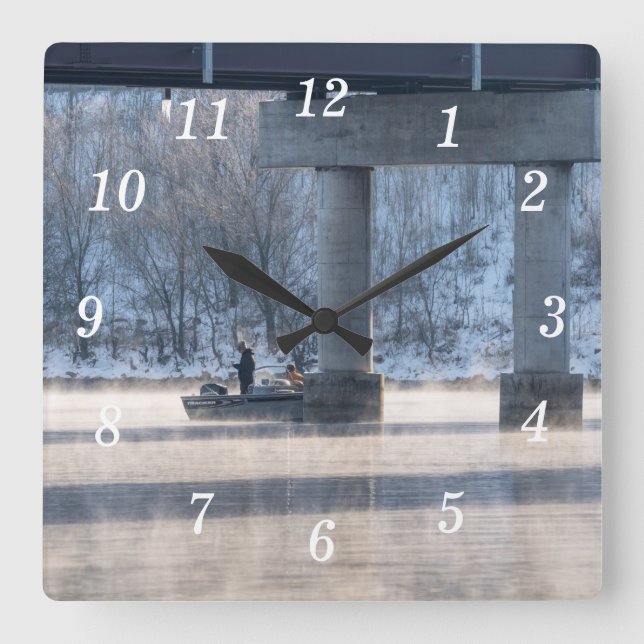 Steamy Winter Fishing Table Rock Lake Wall Clock (Front)