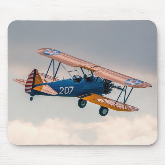 Stearman Airplane Soaring Through the Sky Mouse Pad (Front)