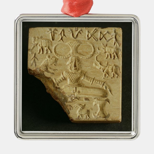 Steatite Pasupati seal, Mohenjodaro, 2300-1750 BC Metal Ornament (Front)