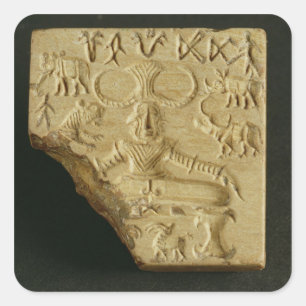 Steatite Pasupati seal, Mohenjodaro, 2300-1750 BC Square Sticker