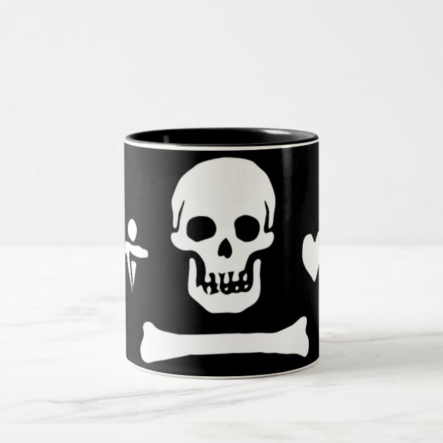 Stede Bonnet authentic pirate flag Two-Tone Coffee Mug (Center)