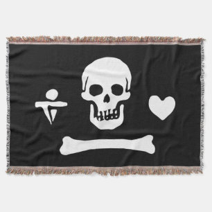 Stede Bonnet Pirate Flag Jolly Roger Throw Blanket