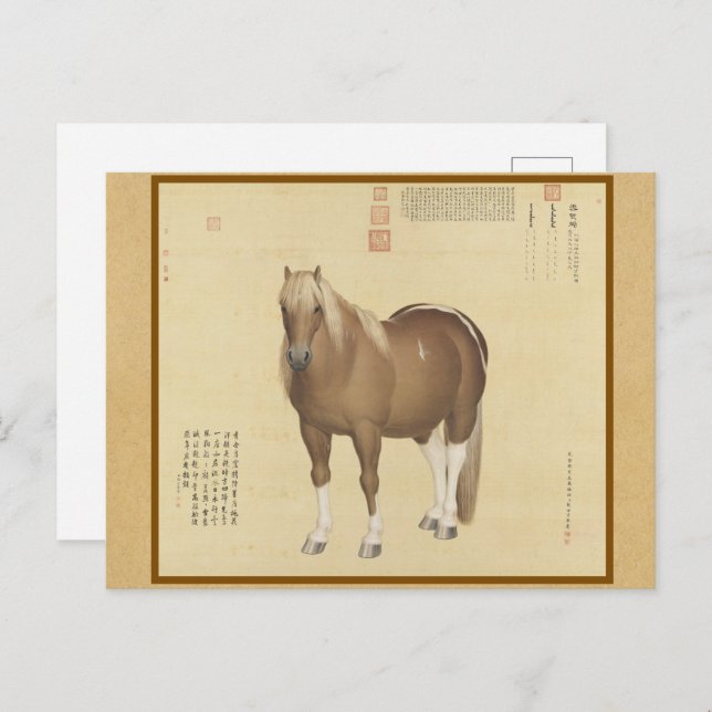 Steed Horse Named SnowFlakeEagle Chinese Fine Art Postcard (Front/Back)