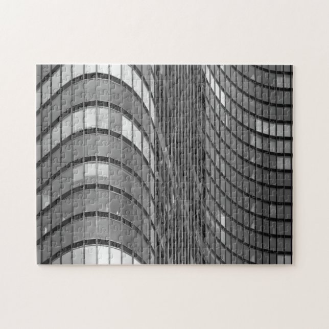 Steel and glass curtain wall of modern jigsaw puzzle (Horizontal)