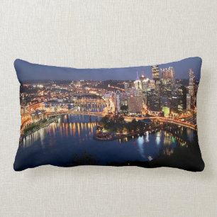 Steel and Indigo Sandwich Lumbar Pillow