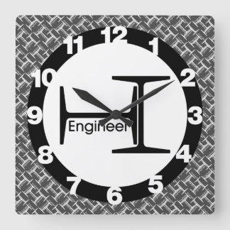 Steel Beam Engineer Pattern Square Wall Clock