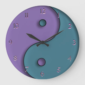 Steel Blue and Lavender Yin-Yang Symbol Clock