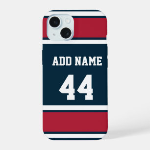 Steel Blue and Red Sports Stripe  iPhone 15 Case