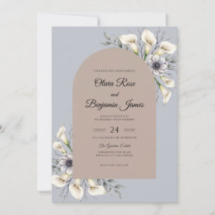 Steel Blue Calla Lily Wedding Invitation