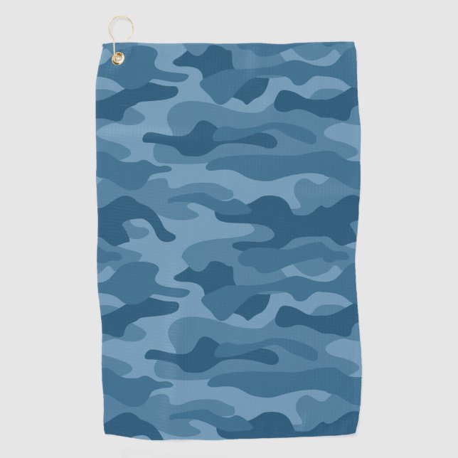 Steel Blue Monocolor Camo Golf Towel (Front)
