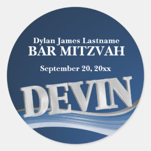 Steel Blue Name Devin Classic Round Sticker
