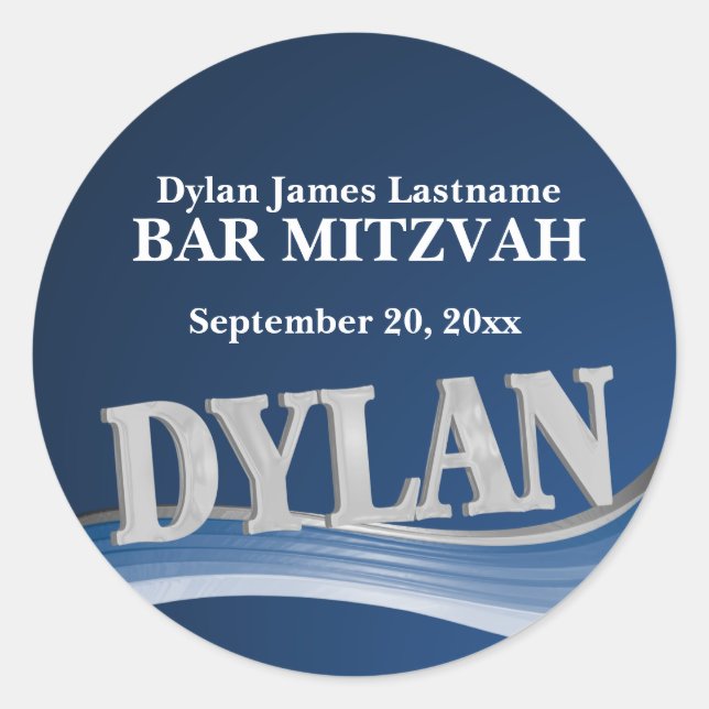 Steel Blue Name Dylan Classic Round Sticker (Front)