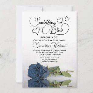 Steel Blue Rose Something Blue Bridal Shower Invitation