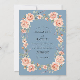 Steel Blue Rose Wedding Invitation
