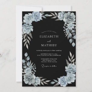 Steel Blue Seraphic Winter Wedding Invitation