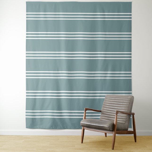 Steel Blue Stripes Pattern tapestries (In Situ)