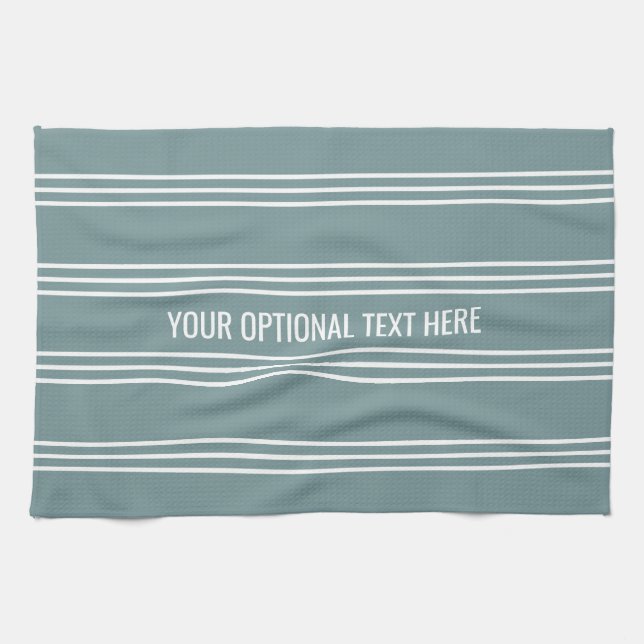 Steel Blue Stripes serviette de cuisine personnali (Horizontal)