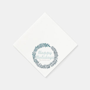Steel Blue Vine   Watercolor Holiday Napkin