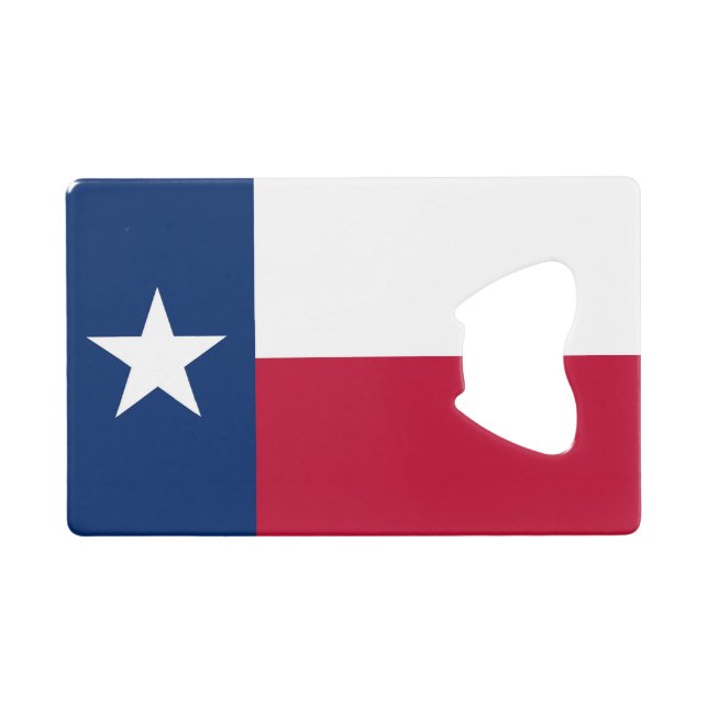 Steel Bottle Opener avec le drapeau du Texas, USA (Devant (Horizontal))