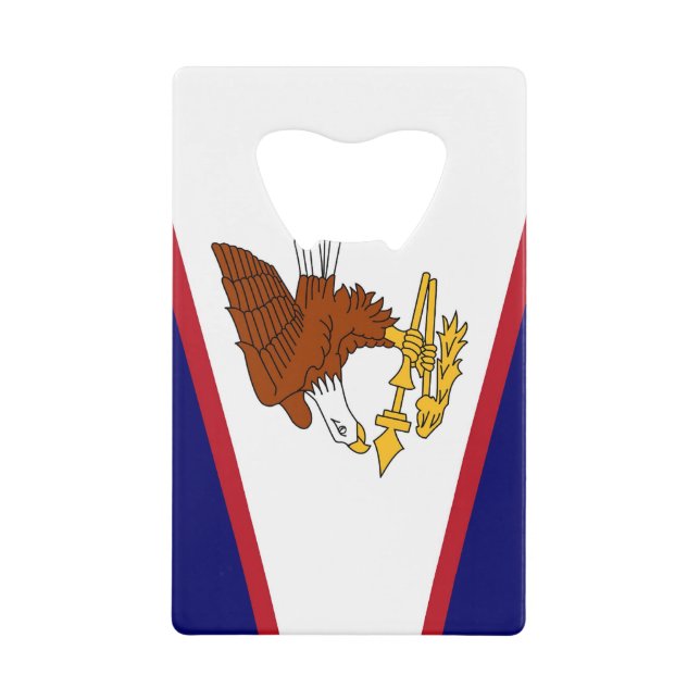 Steel Bottle Opener with flag of American Samoa Credit Card Bottle Opener (Front)