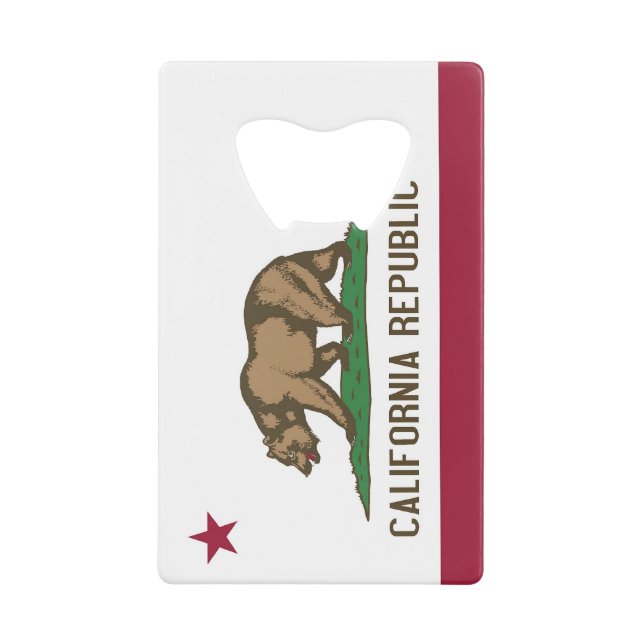 Steel Bottle Opener with flag of California Credit Card Bottle Opener (Front)