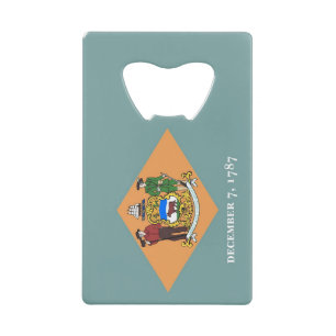 Steel Bottle Opener with flag of Delaware, USA Credit Card Bottle Opener