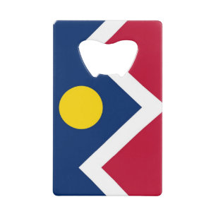 Steel Bottle Opener with flag of Denver, USA Credit Card Bottle Opener