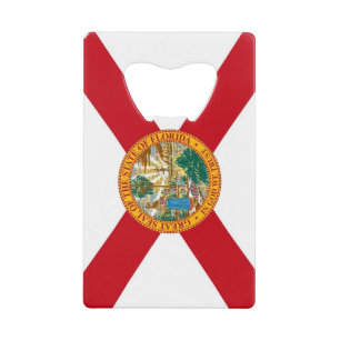 Steel Bottle Opener with flag of Florida, USA Credit Card Bottle Opener