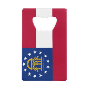 Steel Bottle Opener with flag of Georgia, USA Credit Card Bottle Opener