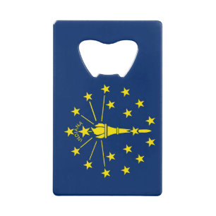 Steel Bottle Opener with flag of Indiana, USA Credit Card Bottle Opener