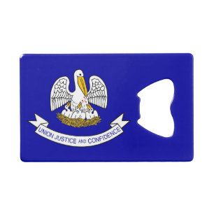 Steel Bottle Opener with flag of Louisiana, USA Credit Card Bottle Opener