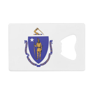 Steel Bottle Opener with flag of Massachusetts USA Credit Card Bottle Opener