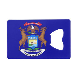 Steel Bottle Opener with flag of Michigan USA Credit Card Bottle Opener