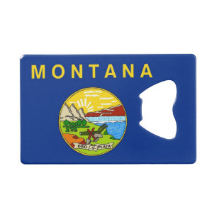 Steel Bottle Opener with flag of Montana, USA Credit Card Bottle Opener