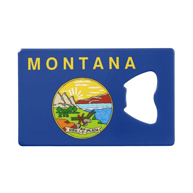 Steel Bottle Opener with flag of Montana, USA Credit Card Bottle Opener (Front (Horizontal))