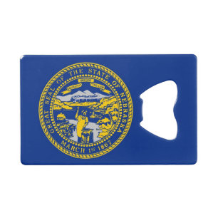Steel Bottle Opener with flag of Nebraska, USA Credit Card Bottle Opener
