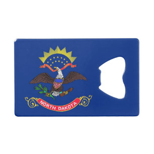 Steel Bottle Opener with flag of North Dakota Credit Card Bottle Opener
