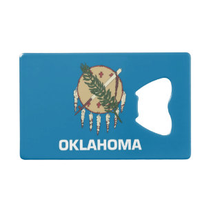 Steel Bottle Opener with flag of Oklahoma State Credit Card Bottle Opener