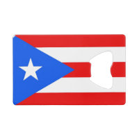 Steel Bottle Opener with flag of Puerto Rico, USA