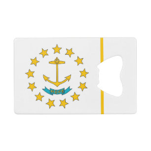 Steel Bottle Opener with flag of Rhode Island, USA Credit Card Bottle Opener
