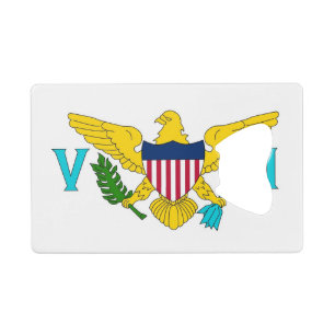 Steel Bottle Opener with flag of Virgin Islands Credit Card Bottle Opener