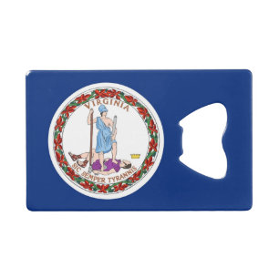 Steel Bottle Opener with flag of Virginia, USA Credit Card Bottle Opener