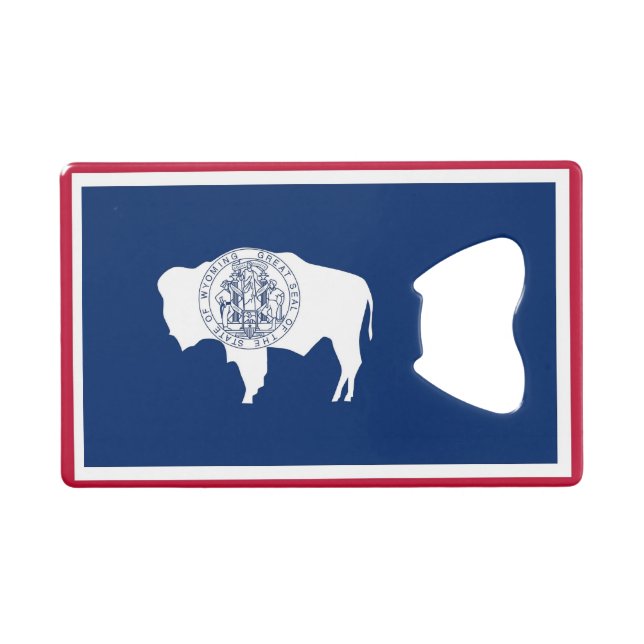 Steel Bottle Opener with flag of Wyoming Credit Card Bottle Opener (Front (Horizontal))