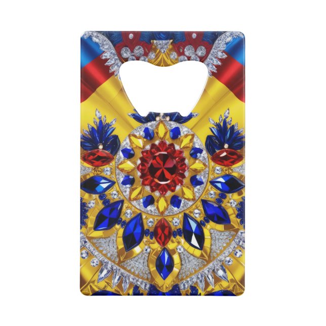 Steel Bottle Opener with Romania Colours Credit Card Bottle Opener (Front)