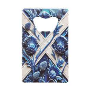 Steel Bottle Opener with Scottish Thistles Design Credit Card Bottle Opener