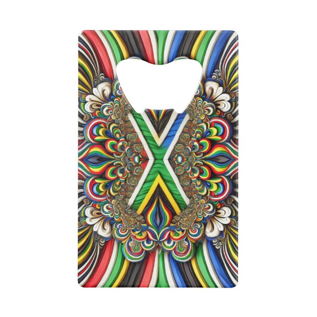 Steel Bottle Opener with South African Colours Credit Card Bottle Opener (Front)